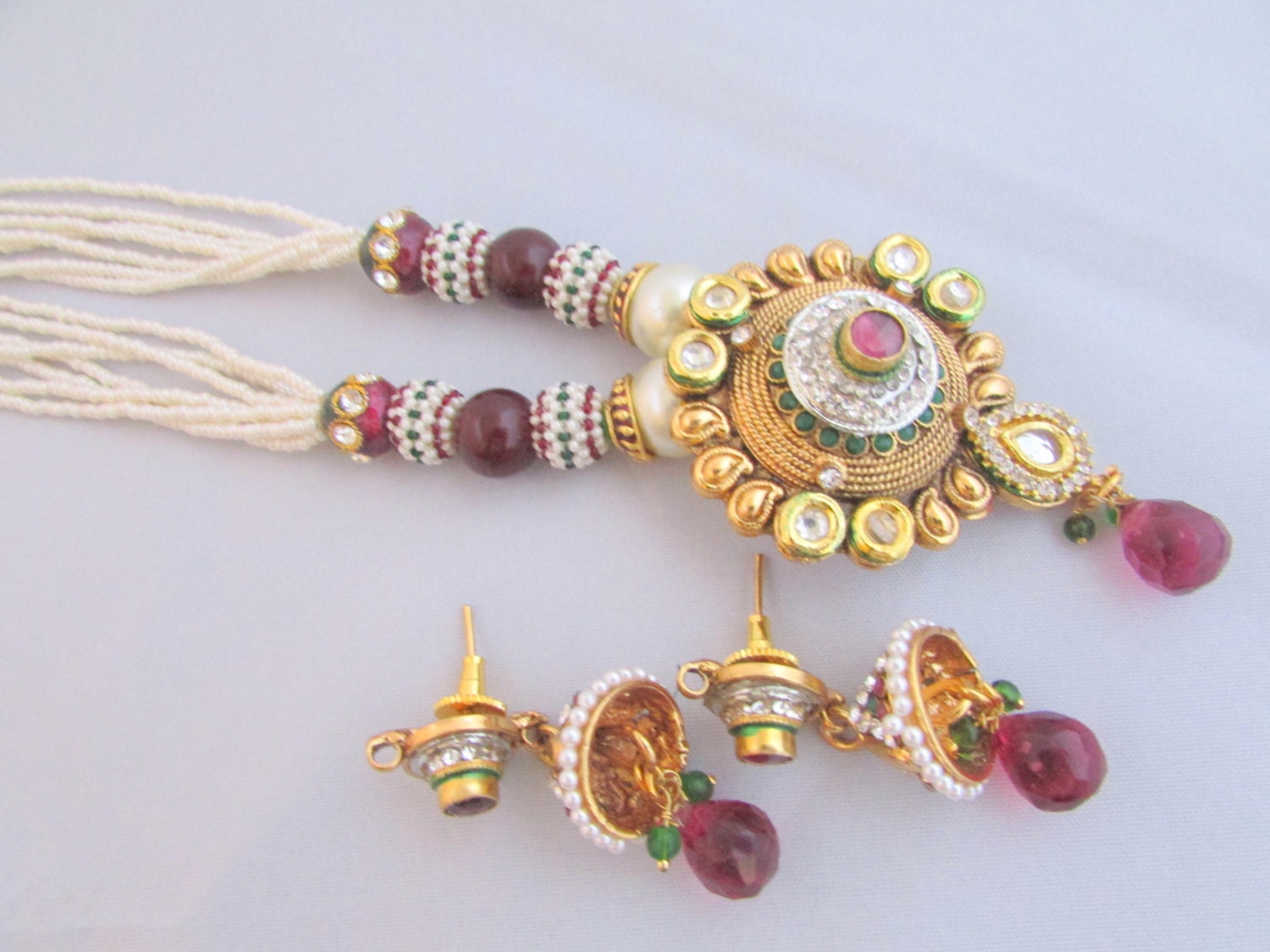 Beaded Jaipuri Indian Bollywood Bridal Kundan by RumiCollections