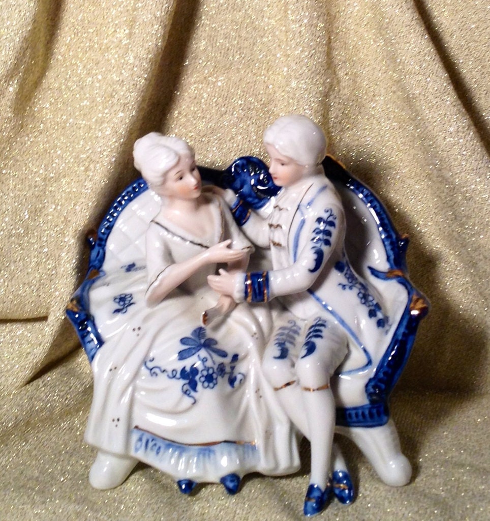 SALE Blue and White Porcelain Figurine Victorian Era