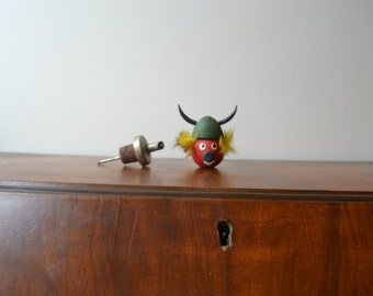 Vintage midcentury carved bottle stopper Viking