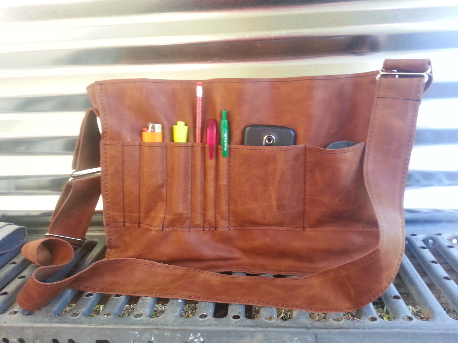 Gadget Pockets for my Leather messenger bag/ satchel