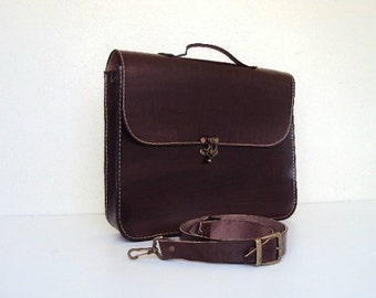 Red Leather Laptop Bag with pockets Briefcase Messenger Bag