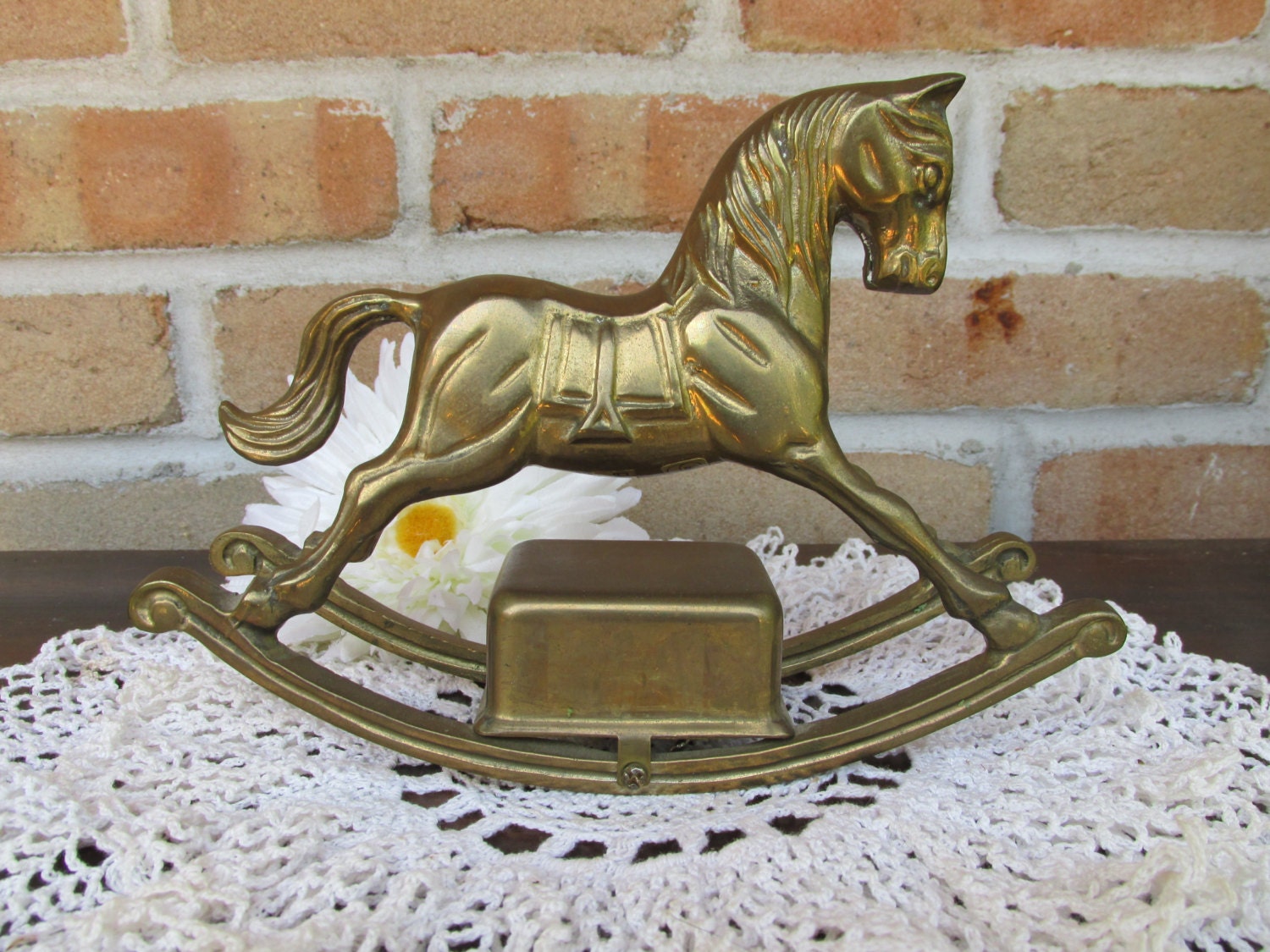 vintage rocking horse music box