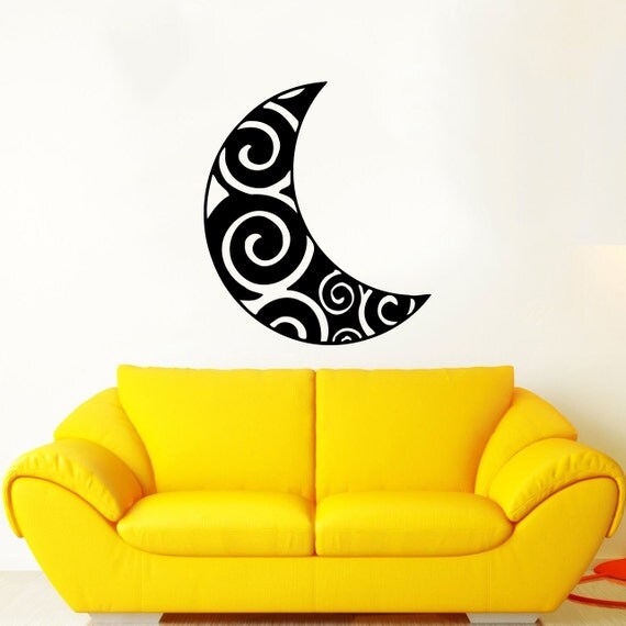 Items similar to Sky Moon Wall Decal Half Moon Crescent Decals Vinyl