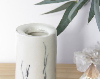 Black white Ceramic vase. White pottery vase. Wabi Sabi Stoneware vase. Wheel thrown vase no.1