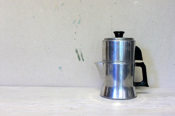 mid century coffee pot // mirro drip coffee maker // aluminum