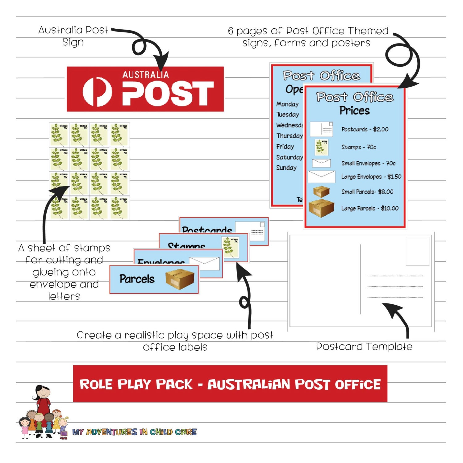 Preschool Australian Post Office Dramatic/Role Play Set
