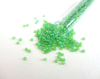 TOHO Seed Beads, Size 11/0, Trans Rainbow Frosted Peridot Seed Beads, Trans Rainbow Frosted Peridot Toho Beads, Green Seed Beads TSB0088