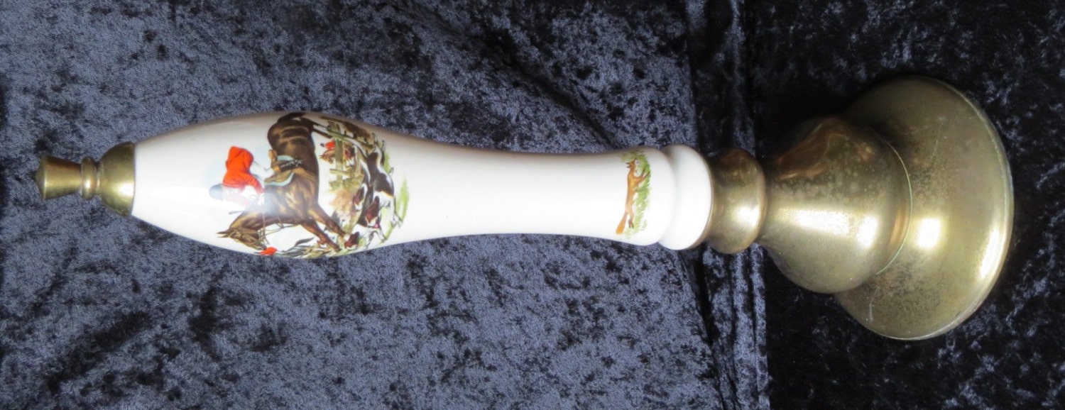 Vintage Bar Beer Tap Pull Handle English Pub Porcelain & Brass