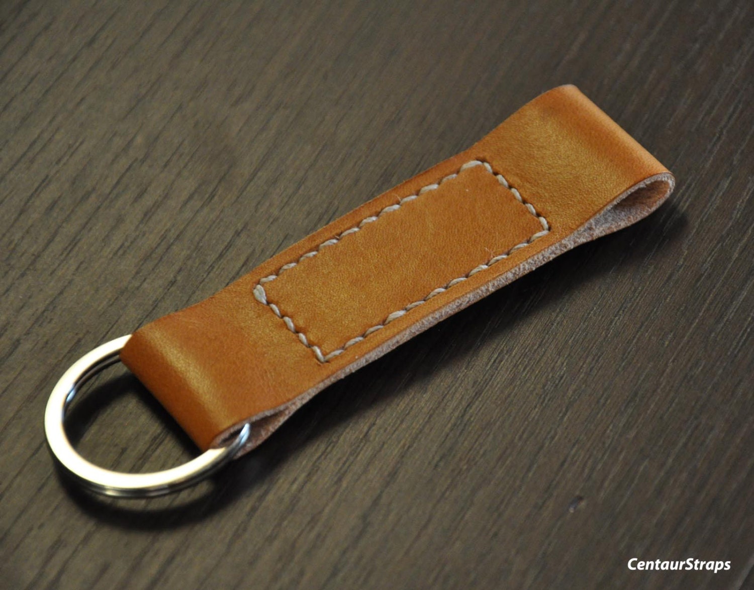 Handmade leather keychain leather key fob with 33mm keyring