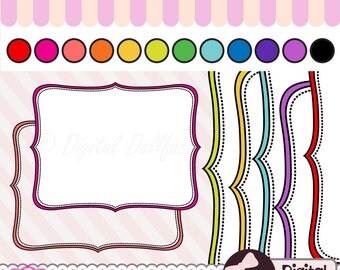 Colorful Frame Digital Clipart, Printable Bracket Clip Art Label