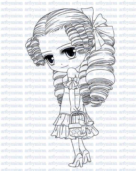 Digital Stamp-Missy Chic, Coloring page, Digi Stamp, Printable Line art for Card and Craft Supply, Art by Mi Ran Jung