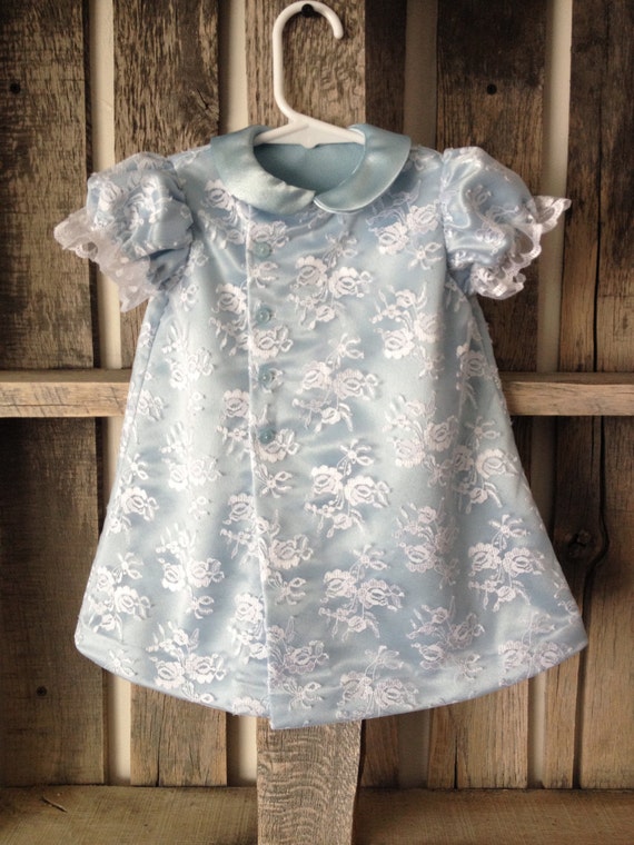 Items similar to Baby Blue White Lace Little Girl Dress on Etsy