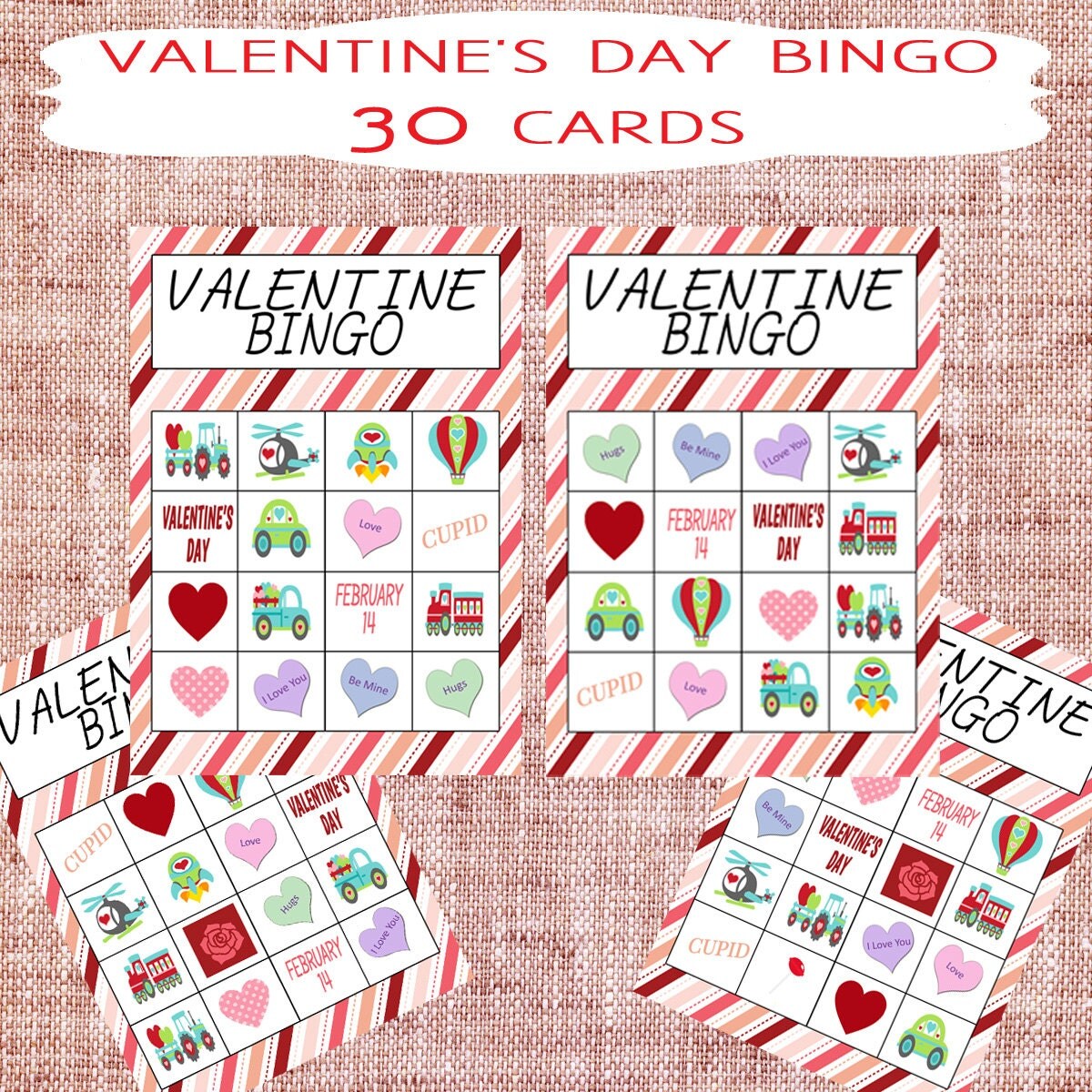 Download Printable Valentine's Day Bingo & Memory Game by GraceHopeDesigns