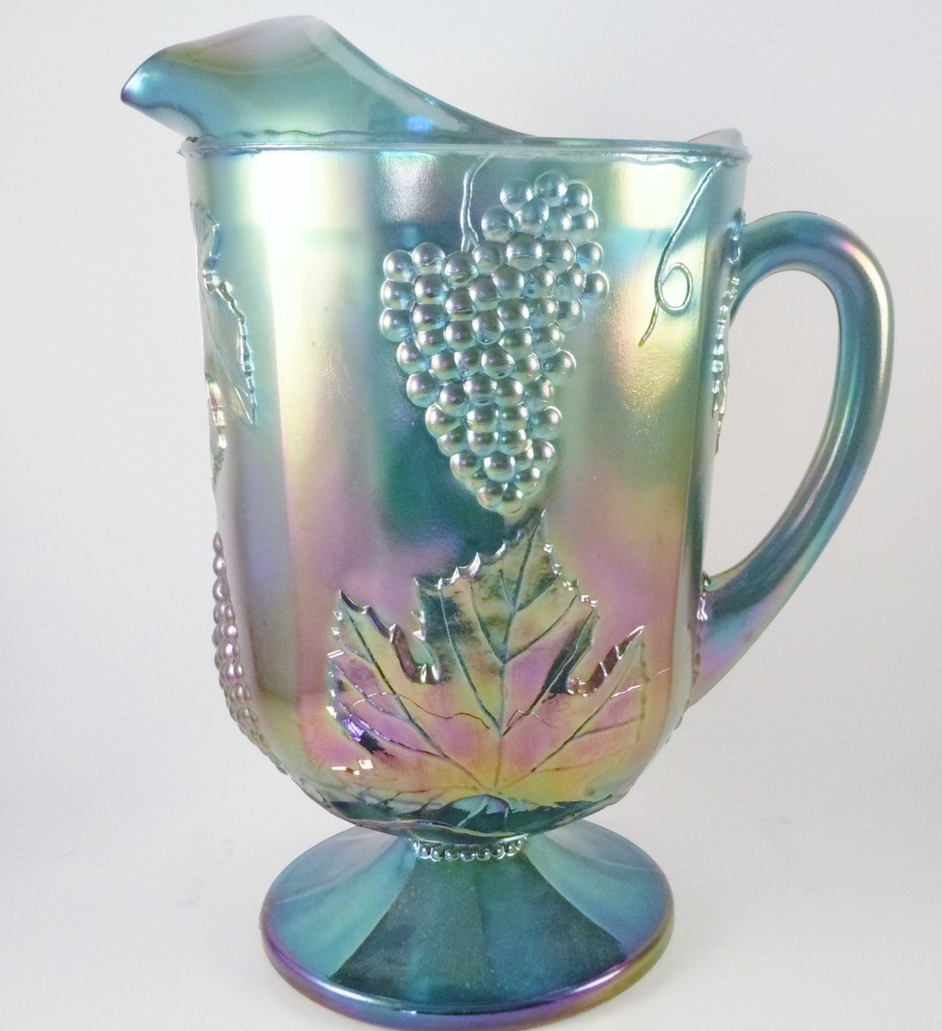 Vintage Indiana Blue Carnival Glass Pitcher