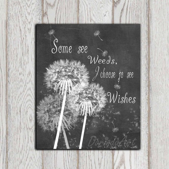 Dandelion art print Inspirational quote Chalkboard printable
