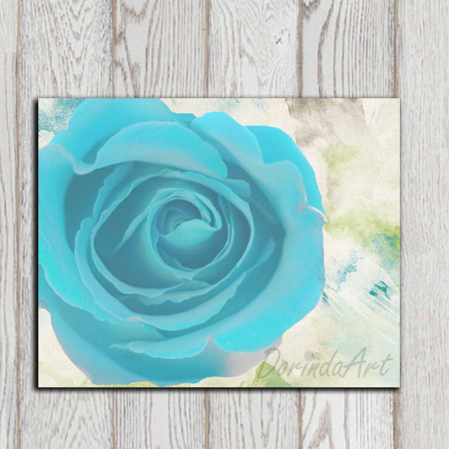 Blue Flower Home decor Wall decor printable Teal by DorindaArt