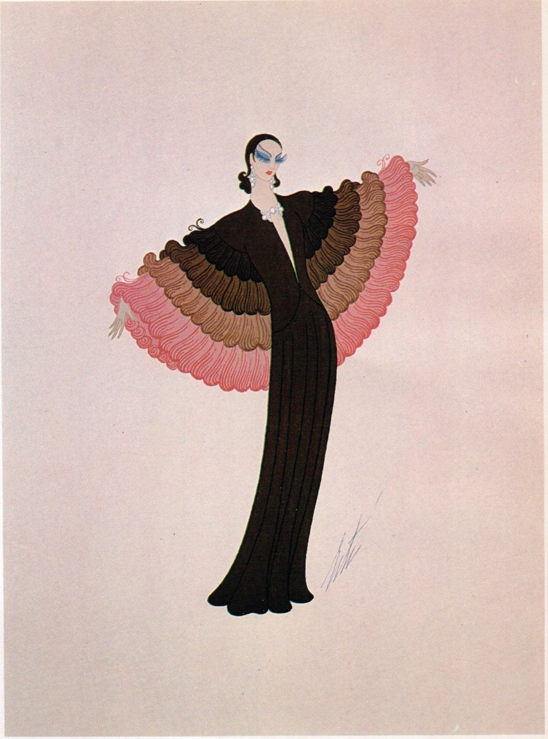 Erté Print Art Deco Dress Design Vintage Art Paper Ephemera