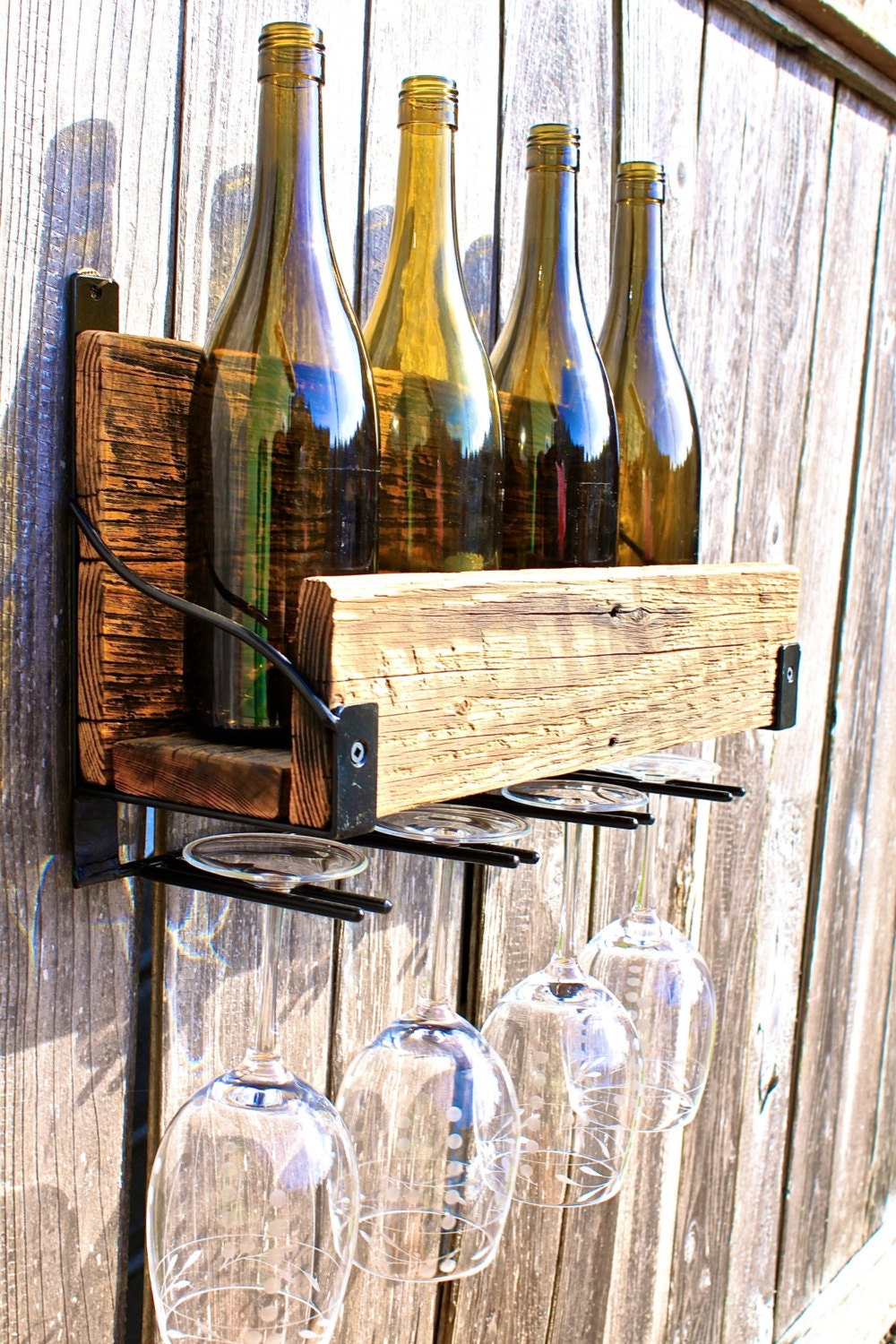 Handmade Steel and Barn Wood Utility Wall Shelf by PacificElements