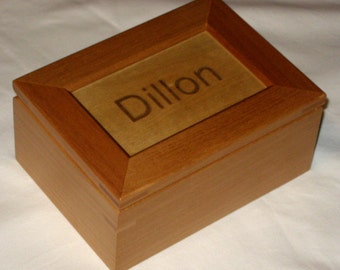 Personalized Maple Wooden Keepsake Box - Custom Engraved Text