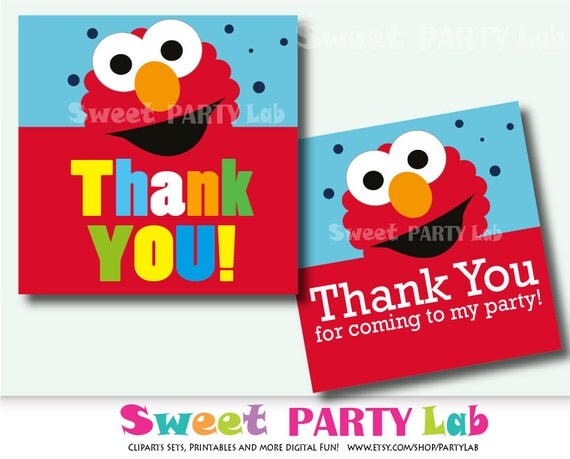 Elmo Printable Thank You TagsElmo Birthday Tags instant