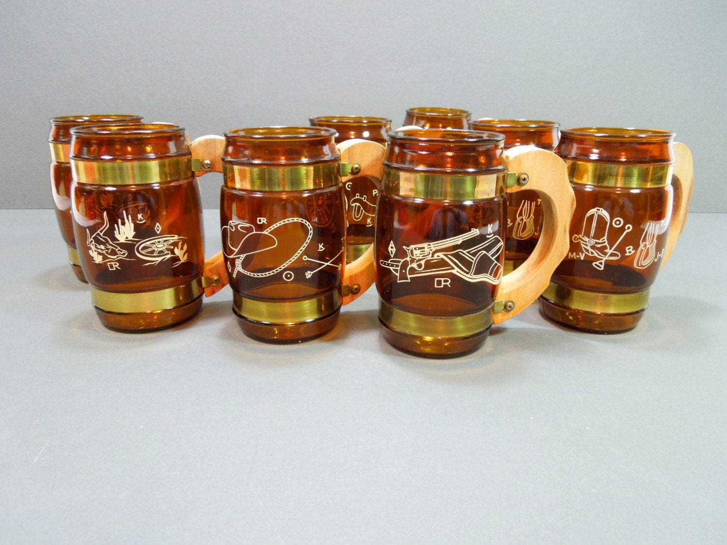 Mugs Cowboy Western decor Glass Beer Mugs by GUTTERSNIPES