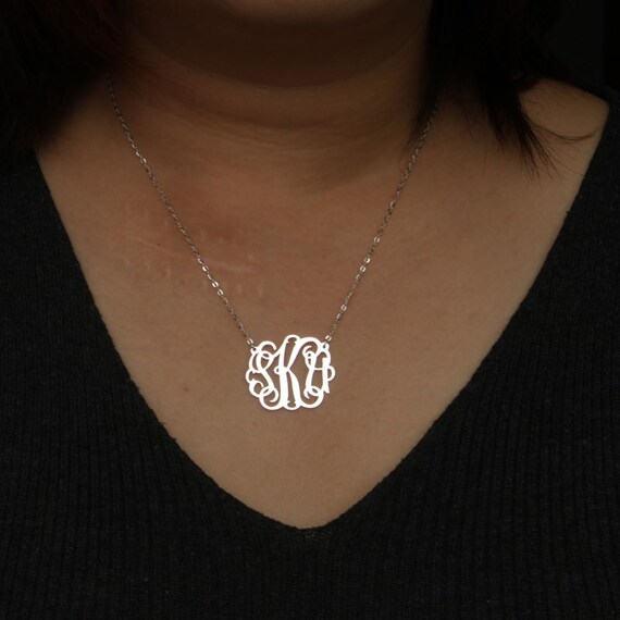 Gold Monogram necklace monogrammed gifts by JoelleJewelryDesign