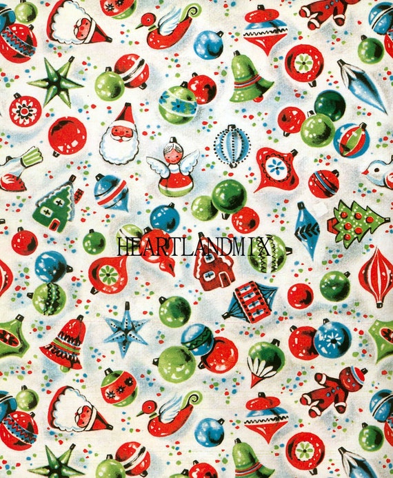 LARGE Retro Vintage Christmas Ornaments Christmas Paper