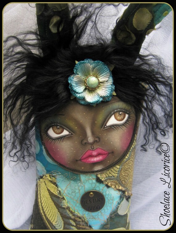 Fabric Collage, PreTTy, CreePy, &amp; Odd African American Bunny cloth doll pillow Softie - il_570xN.619461202_2rz4