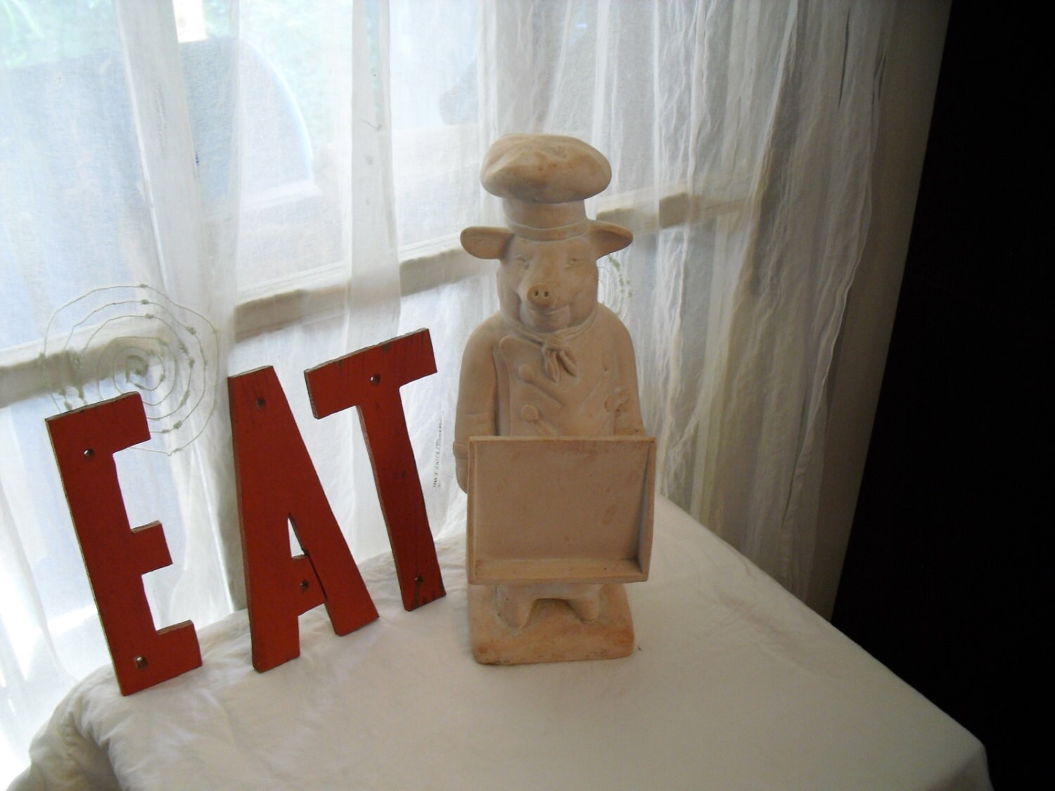 Vintage Chef Kitchen Pig Pig Statue Recipe holder Vintage