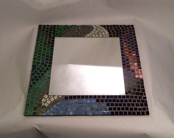 Mosaic Mirror, "Emerald Brick Road" unique colors provide a different look at each angle!