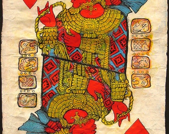 Mayan King of Hearts Playing Card