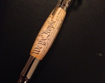 Custom Made 30 Cal Bolt Action Pen, Gun Metal and "We The People" - Made To Order