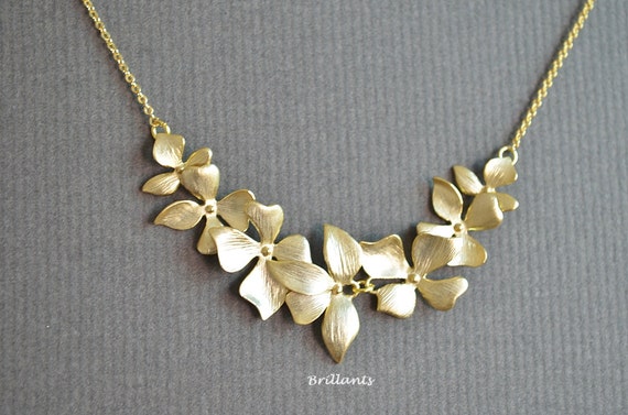 Orchid flower necklace Bridesmaid gift Bridesmaid necklace