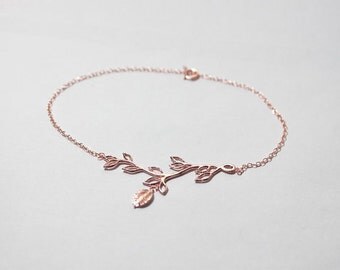Rose Gold Branch Bracelet,Bridesmaid Bracelet,Bridesmaid Gift,Bride Jewelry,junior bridesmaid,flower girl gift,Olive Branch Bracelet,