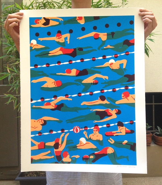 Poster / silk-screen crowd #02-La pool