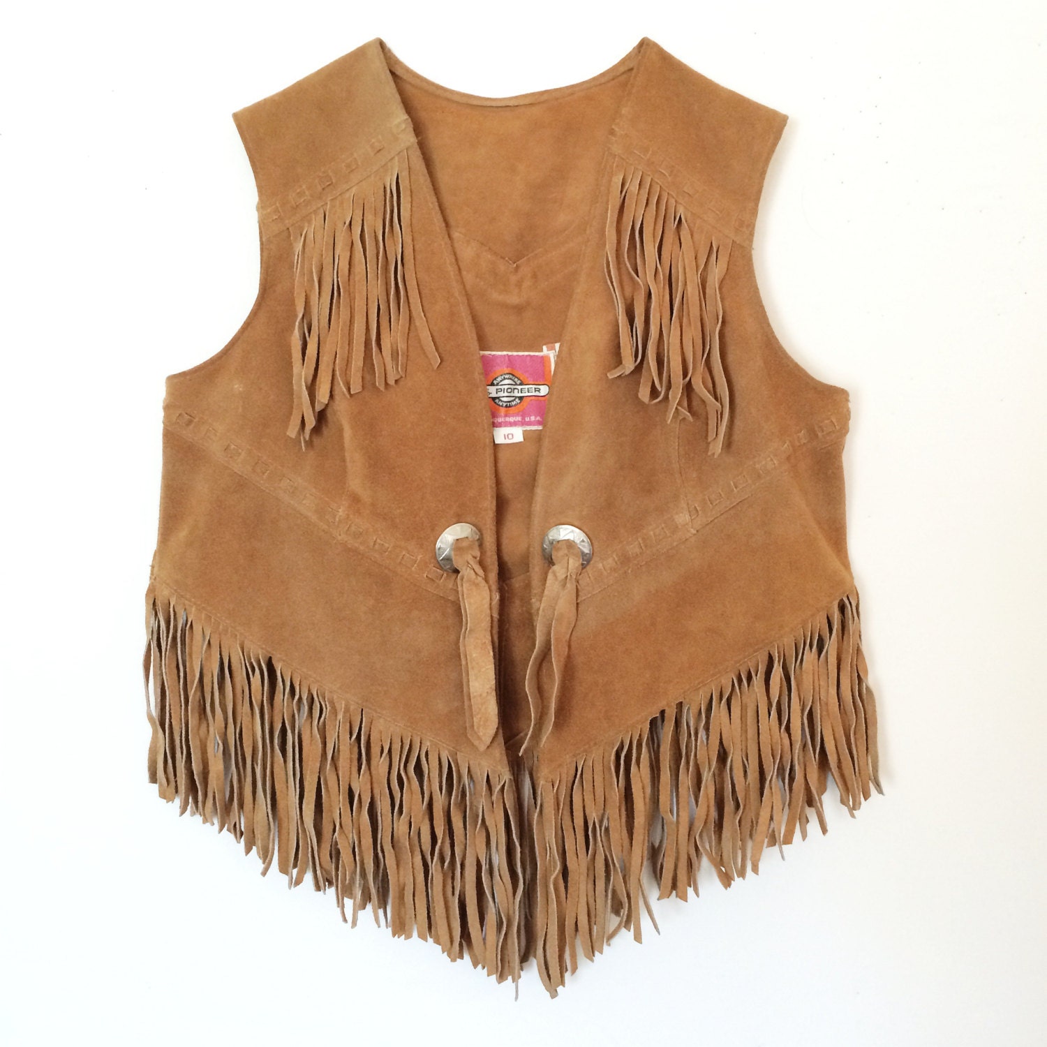 Vintage 70s Ms Pioneer Suede FRINGE Vest // Small WESTERN