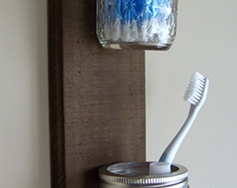 Mason Jar Storage: Bathroom Organizer / Mason Jar Organizer / Mason Jar Decor; Bathroom Storage; Color options available too! Great Gift!