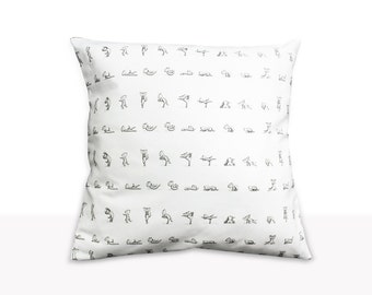 Yoga Cats cushion cover - throw pillow cover - bikram yoga cats illustrated homewares housewares white
