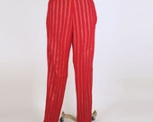 50s Red Western Pants with Gold & Silver Stripes S