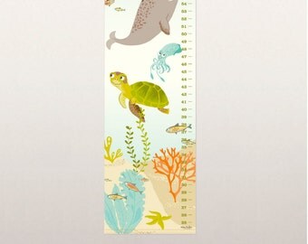 Ocean GROWTH CHART - under the sea nursery wall decor, Kids Growth Chart, Wall Growth Chart, Wall Height Chart, Kids Height Chart