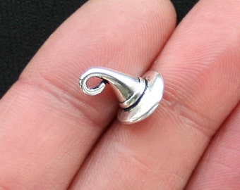 5 Witch Hat Charms Antique Silver Tone or Great Wizard Hat 3D- SC2917