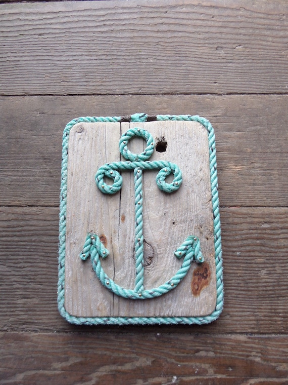 Rope Shaped Anchor Nautical Decor Wall Hanging Sign made with