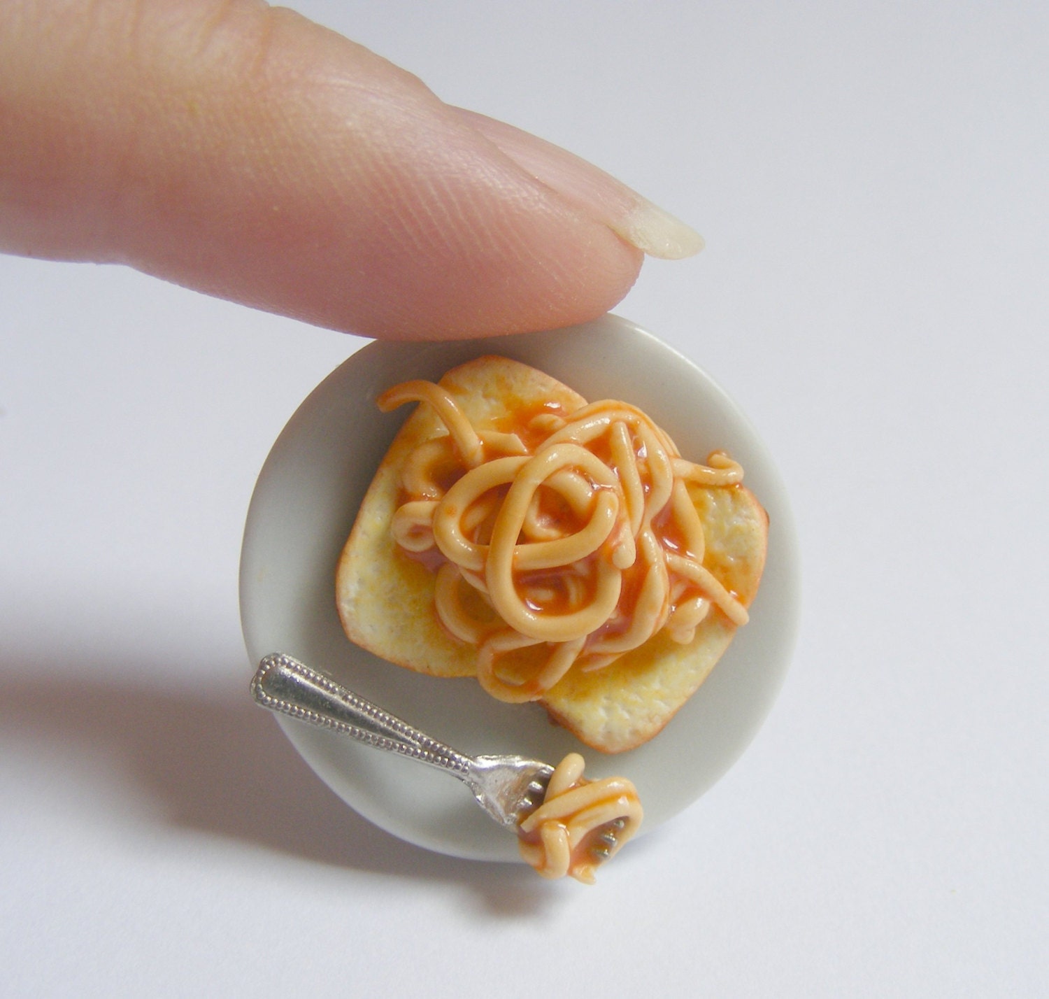Food Jewelry Spaghetti on Toast Ring Tinned Spaghetti Ring