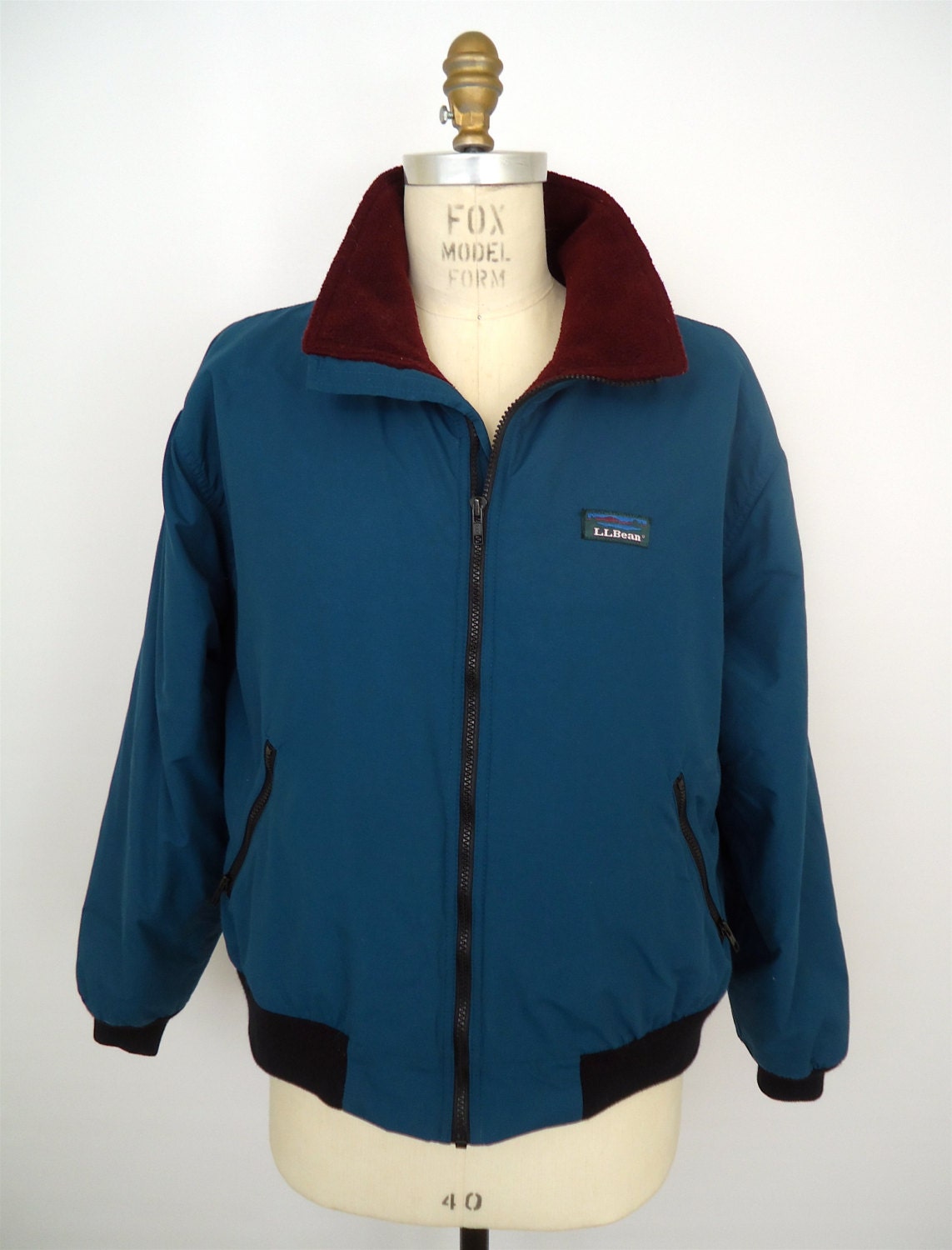 SALE 1980s L.L.Bean Warmup Jacket / vintage teal purple