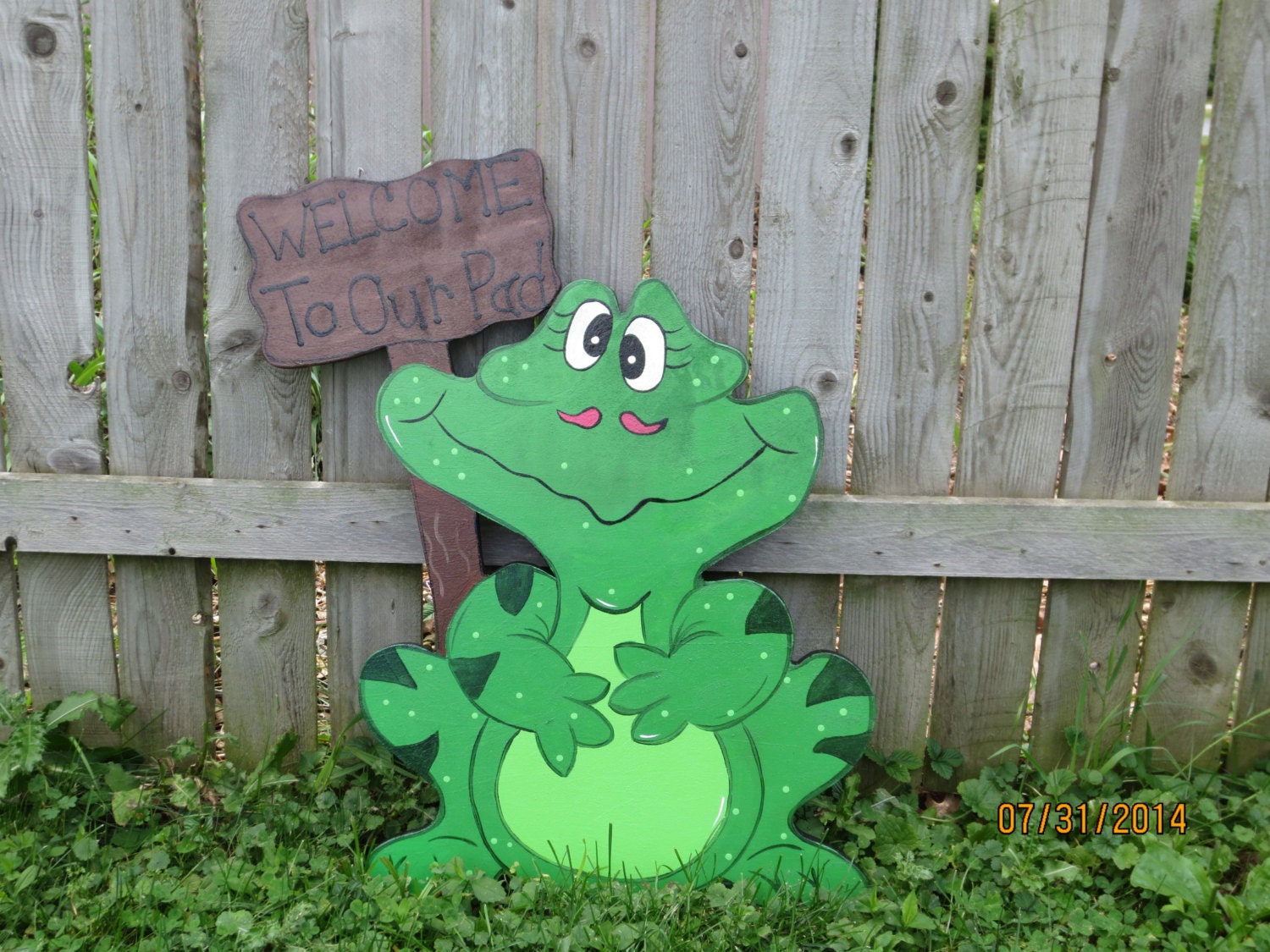 Welcome To Our Pad Wood Frog Sign Frog Welcome By ChartinisYardArt