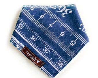 Baby bandana bib - Vintage ruler 000-14F - post office - Numbers - Drool bib - Dribble bib - Teething bib - Bibdana - Handmade in Canada