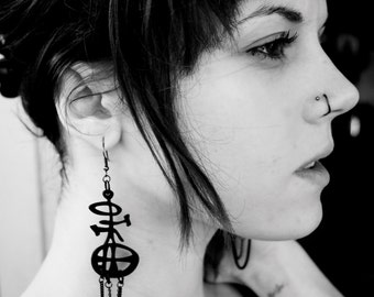 Black Chain Symbol Earrings - Atomic Mid <b>Century Modern</b> - 3d Printed Jewelry - il_340x270.535044626_8gma
