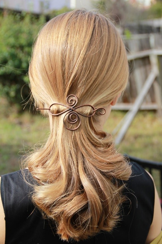 Rustic hair barrette hair slide metal hair pin hair by Kapelika