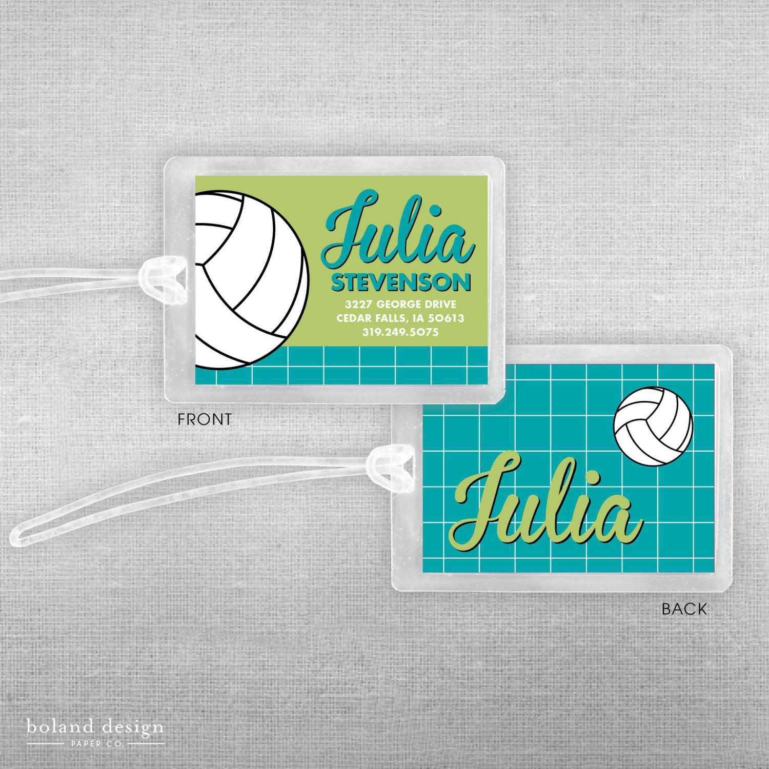 Volleyball bag tag. Volleyball luggage tag. Volley ball.