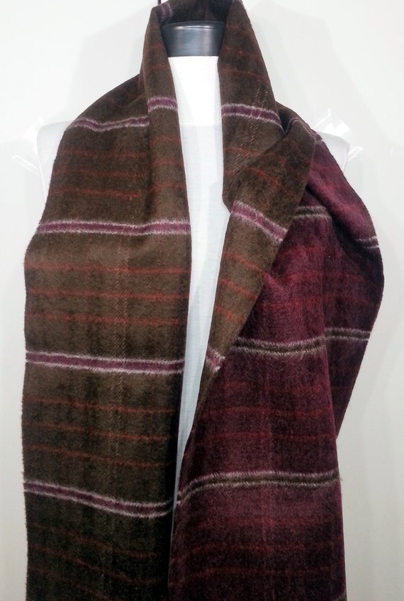 Men's Scarf Double faced Scarf Brown and Claret red by PeraTime